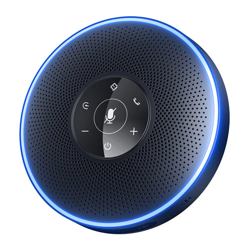 EMEET OfficeCore M2 - Enceinte de conférence sans fil 360°, noire : couronne micros omnidirectionnels noire