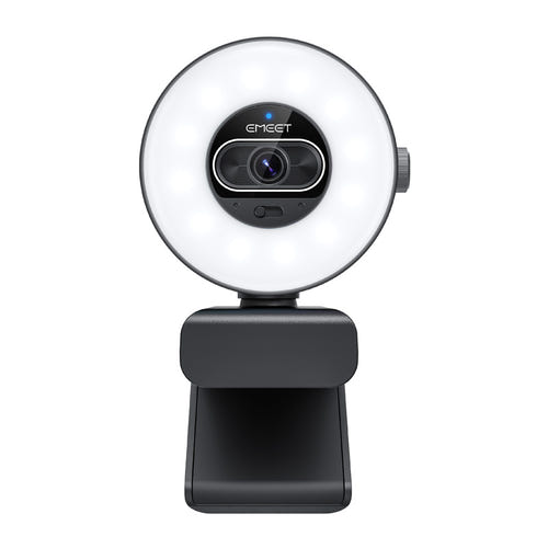 EMEET SmartCam S600L - webcam 4K à anneau lumineux intégré : fixation moniteur