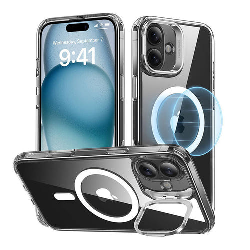 ESR Classic Hybrid HaloLock - Coque transparente avec béquille pour iPhone 16 Plus