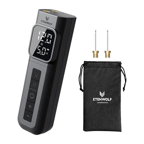 ETENWOLF P200 noir - gonfleur électrique pour ballons, écran digital, 2600 mAh : aiguilles étui