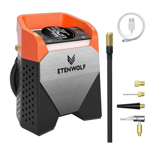 ETENWOLF S5 - compresseur sur batterie 160 PSI, 15 600 mAh, 42 L/min, 6 modes : câbles adaptateurs
