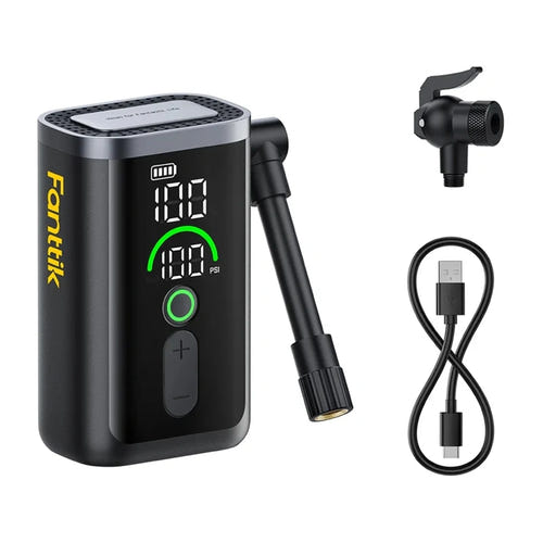 Fanttik X11 Ace - Pompe à vélo électrique compacte 150 PSI : embout et câble de charge