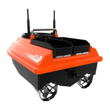 Flytec V066 - Bateau amorceur radiocommandé orange 18 000 mAh, portée 1 000 m : vue de côté de la coque