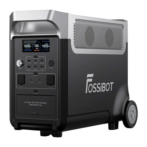 FOSSIBOT F3600 Pro - station électrique portable 3840 Wh, 3600 W, noire : roues poignée transport