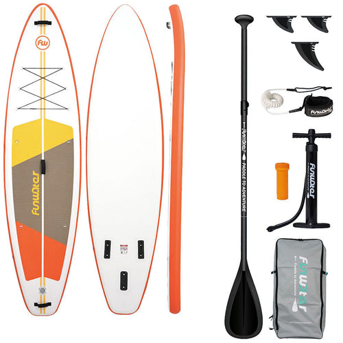FunWater SUPFW69B - Paddle gonflable 3,35 m, orange et blanc