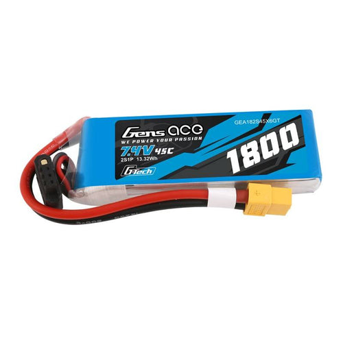 Gens ace G-Tech 1800 mAh 7,4 V 45C - batterie LiPo 2S XT60