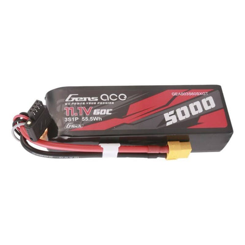 Gens ace G-Tech 5000 mAh 11,1 V - batterie LiPo 3S 60C format court pour voitures RC : 5 000 mAh format court