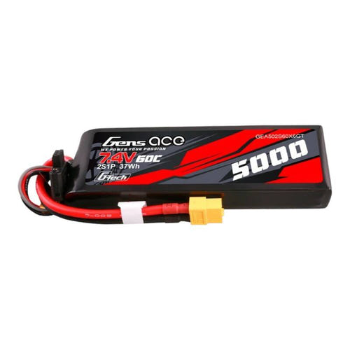 Gens ace G-Tech 5000 mAh 7,4 V - batterie LiPo 2S 60C boîtier PC pour voitures RC