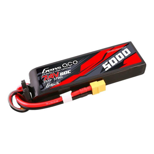 Gens ace G-Tech 5000 mAh 7,4 V - batterie LiPo 2S 60C boîtier PC pour voitures RC : pack LiPo 2S boîtier PC