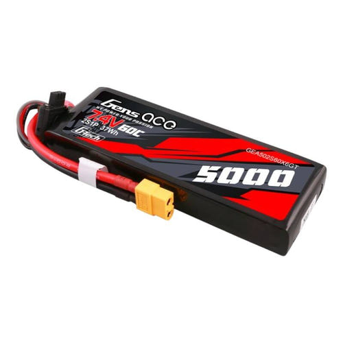 Gens ace G-Tech 5000 mAh 7,4 V - batterie LiPo 2S 60C boîtier PC pour voitures RC : prise XT60 câbles