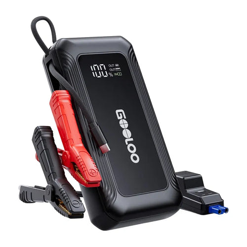 Gooloo G7 - Démarreur de batterie 44,4 Wh et batterie externe : housse en tissu et pinces