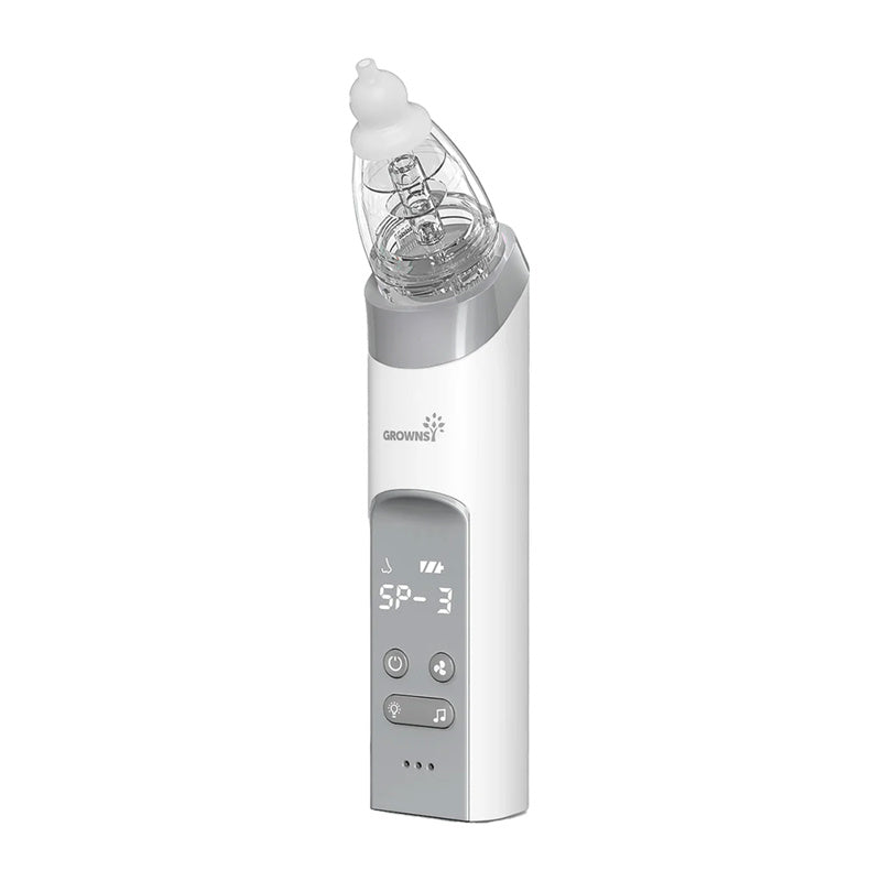 Grownsy BC023 - Mouche-bébé électrique avec 3 embouts en silicone (gris) - visuel 1