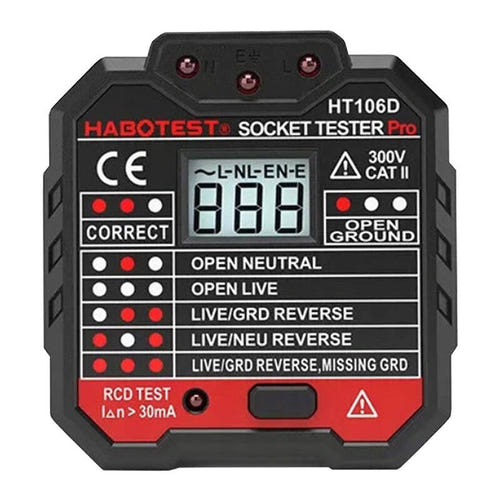 Habotest HT106D - testeur de prise de courant à écran LCD (vue 1)