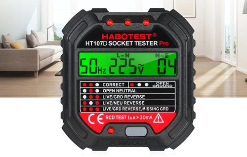 Habotest HT107D - testeur de prise de courant à écran digital : lumineux