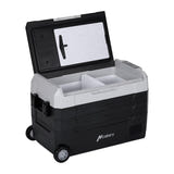Hcalory D55M+ - Réfrigérateur de voiture 55 L à compresseur, double zone et Bluetooth : roulettes et poignée