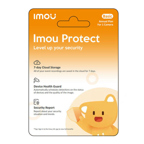IMOU Protect Basic - carte d'abonnement cloud d'un an pour une caméra : verso de la carte avec code