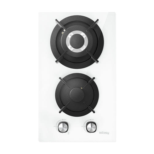 IsEasy MGBG-312A - Plaque de cuisson au gaz 2 feux, blanche : deux feux