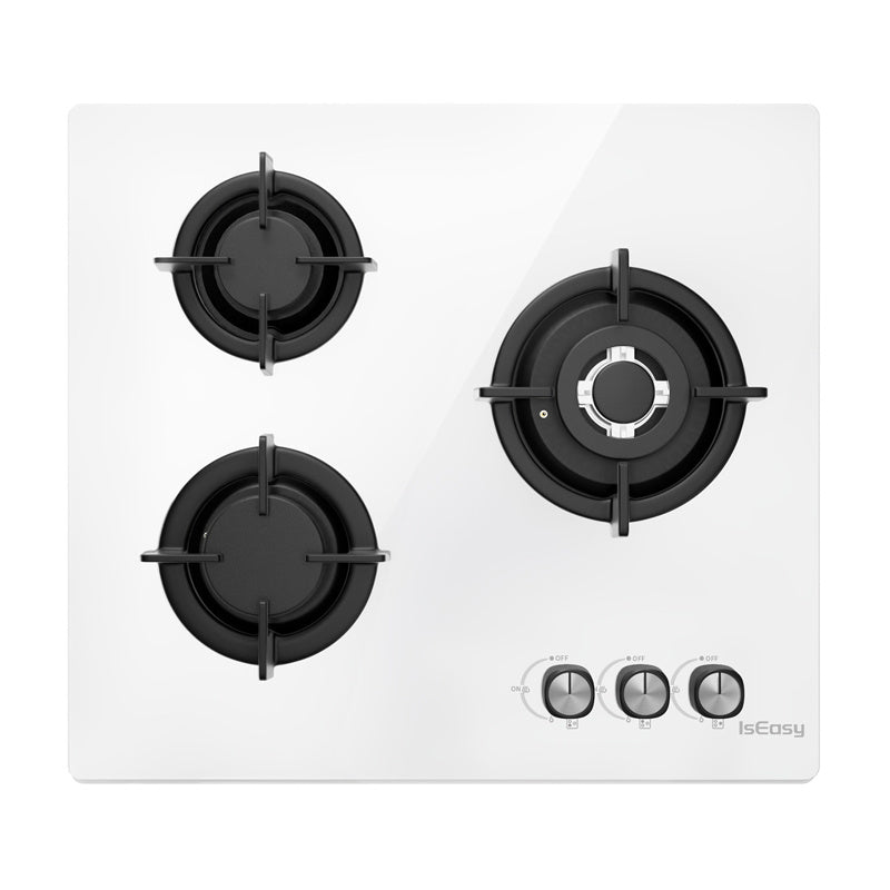 IsEasy MGBG-603 - Plaque de cuisson au gaz 3 feux, blanche - visuel 1