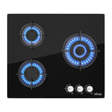 IsEasy MGBG-603S2R - Plaque gaz encastrable 3 feux, noire : grilles fonte