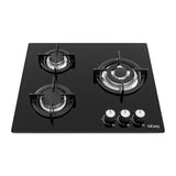 IsEasy MGBG-603S2R - Plaque gaz encastrable 3 feux, noire