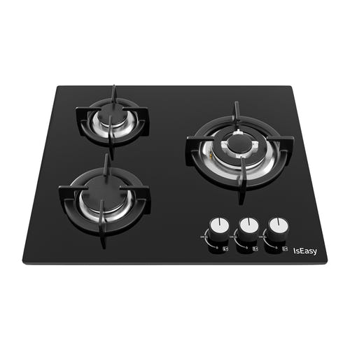 IsEasy MGBG-603S2R - Plaque gaz encastrable 3 feux, noire