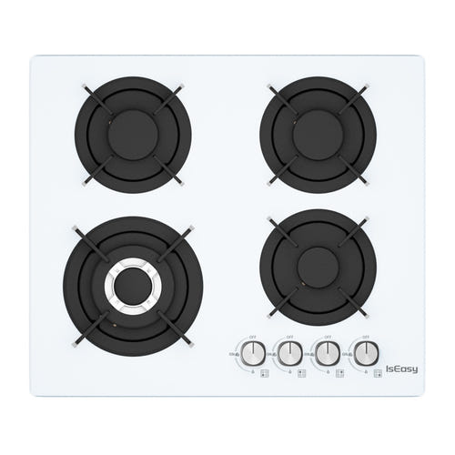 IsEasy MGBG-604B - Table de cuisson gaz 4 feux verre trempé