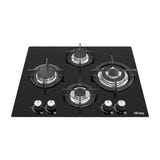 IsEasy MGBG-654A - Table de cuisson gaz 4 feux en verre trempé : vue détail