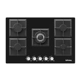 IsEasy MGBG-775S2 - Table de cuisson gaz 5 feux en verre : vue de dessus