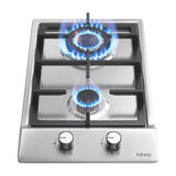 IsEasy MGBS-312A - Plaque gaz 2 feux en inox : vue dessus brûleurs