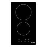 IsEasy T2V-01M - Domino vitrocéramique 2 foyers 3000 W : vue dessus commandes tactiles