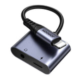 Joyroom SY-L01 - Adaptateur audio 2-en-1 Lightning vers jack 3,5 mm + Lightning (noir) : câble