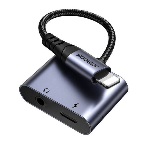 Joyroom SY-L01 - Adaptateur audio 2-en-1 Lightning vers jack 3,5 mm + Lightning (noir) : câble