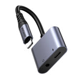 Joyroom SY-L01 - Adaptateur audio 2-en-1 Lightning vers jack 3,5 mm + Lightning (noir) : connecteurs