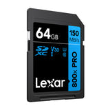 Lexar Professional 800x Pro - carte mémoire SDXC 64 Go 150 Mo/s : face étiquette