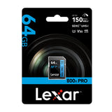 Lexar Professional 800x Pro - carte mémoire SDXC 64 Go 150 Mo/s : packaging