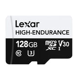 Lexar High-Endurance microSDXC 128 Go - carte mémoire pour vidéosurveillance et dashcam (vue 1)