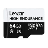Lexar High-Endurance microSDXC 64 Go - carte mémoire pour vidéosurveillance et dashcam (vue 1)