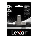 Lexar JumpDrive Dual D400 - clé USB double USB-C et USB-A 64 Go : quotidien