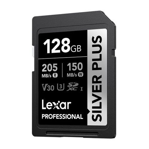 Lexar Professional Silver Plus SDXC 128 Go - carte SD 4K UHS-I 205 Mo/s : lecture 205 Mo/s