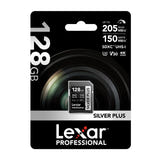 Lexar Professional Silver Plus SDXC 128 Go - carte SD 4K UHS-I 205 Mo/s : usage reflex hybride