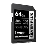 Lexar Professional Silver Plus SDXC 64 Go - carte SD 4K UHS-I 205 Mo/s : professionnelle