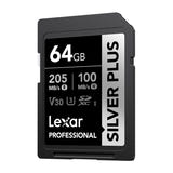 Lexar Professional Silver Plus SDXC 64 Go - carte SD 4K UHS-I 205 Mo/s : lecture 205 Mo/s