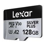 Lexar High-Performance Silver Plus microSDXC 128 Go - carte mémoire avec adaptateur SD : écriture 150 Mo/s