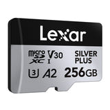 Lexar High-Performance Silver Plus microSDXC 256 Go - carte mémoire avec adaptateur SD : lecture 205 Mo/s