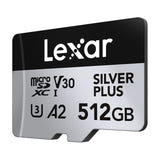 Lexar High-Performance Silver Plus microSDXC 512 Go - carte mémoire avec adaptateur SD : écriture 150 Mo/s