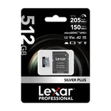Lexar High-Performance Silver Plus microSDXC 512 Go - carte mémoire avec adaptateur SD : grande capacité 512 Go