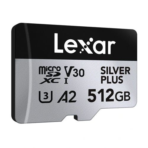 Lexar High-Performance Silver Plus microSDXC 512 Go - carte mémoire avec adaptateur SD : lecture 205 Mo/s