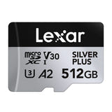 Lexar High-Performance Silver Plus microSDXC 512 Go - carte mémoire avec adaptateur SD : usage 4K drone