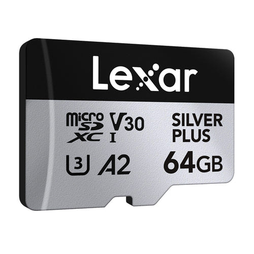 Lexar High-Performance Silver Plus microSDXC 64 Go - carte mémoire avec adaptateur SD : lecture 205 Mo/s