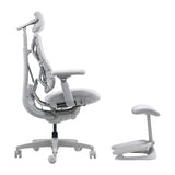 LiberNovo Omni Dynamic - Chaise ergonomique à dossier dynamique, assise 45 cm, grise : appuie tête mousse mémoire de forme